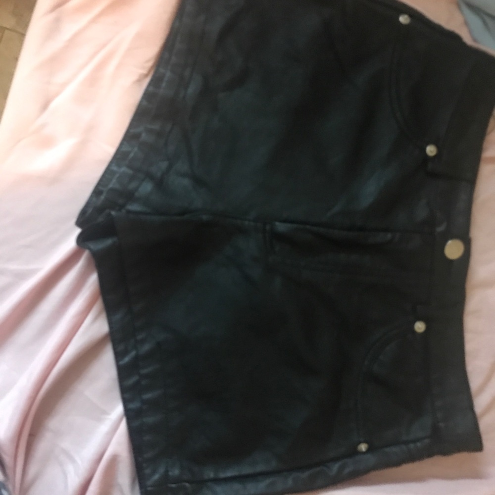 Faux leather shorts